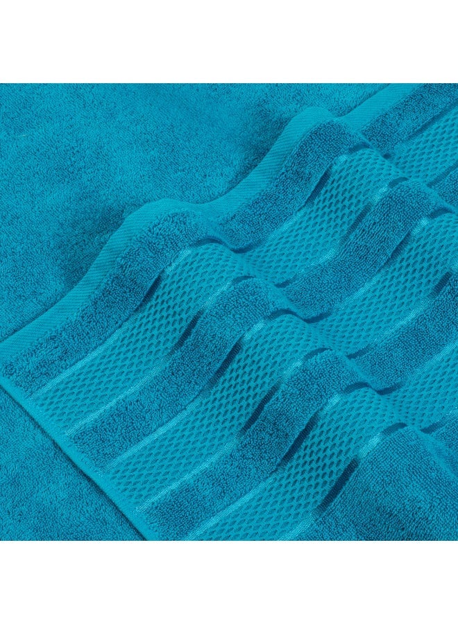 سافي بلس طقم مناشف مكون من 3 قطع فائقة النعومة والامتصاص بجودة فندقية فاخرة 100% قطن ممشط، منشفة حمام واحدة، منشفة يد واحدة، منشفة واحدة - أزرق محيطي - Image 3